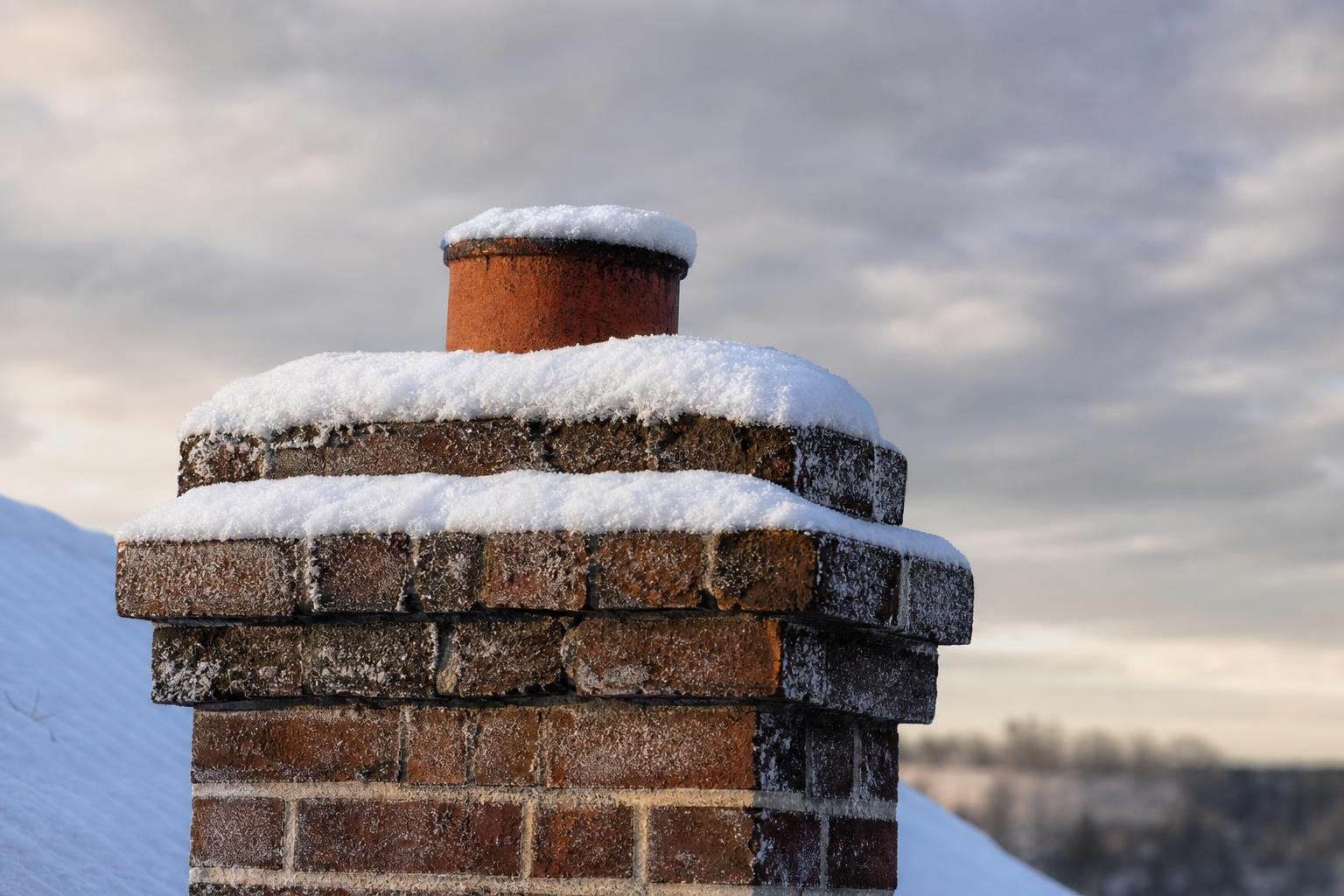 Cold air coming down a chimney in winter