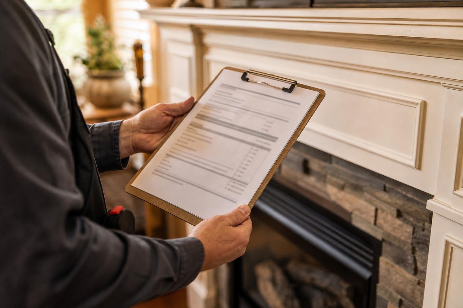 Technician showing a written estimate to a homeowner
